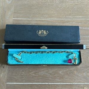 Juicy Couture Charm ANKLET ORIGINAL authentic w J and pink crystal heart charm